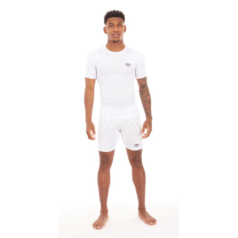 Umbro Mens Compression Short Sleeve T-Shirt White