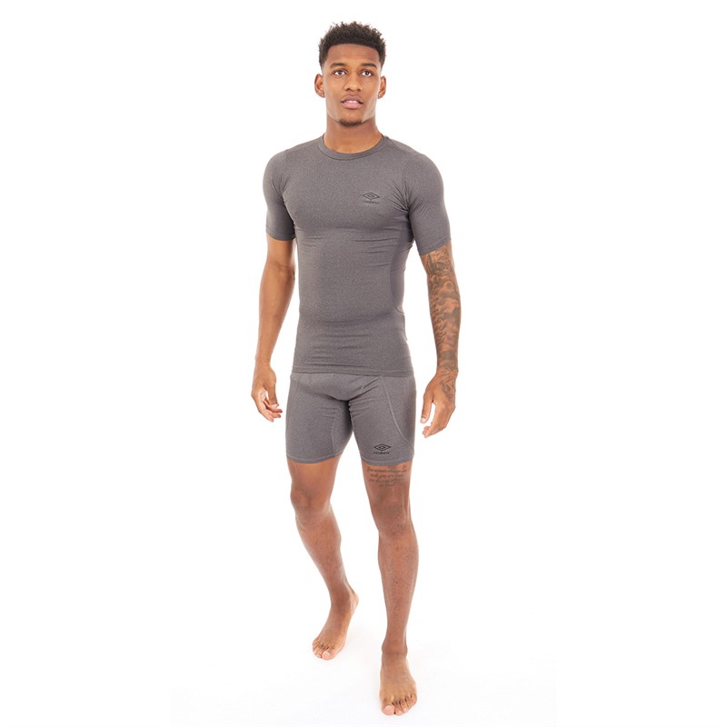 Umbro Mens Compression Short Sleeve T-Shirt Grey