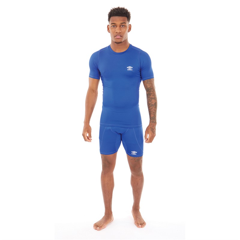 Umbro Mens Compression Short Sleeve T-Shirt Blue