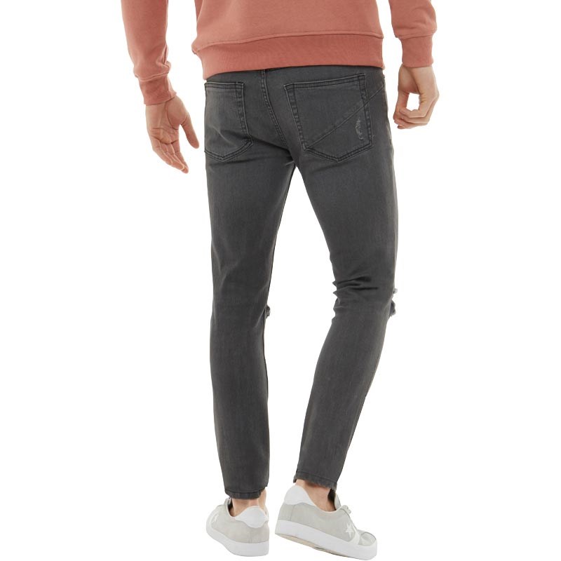 Buy Ringspun Mens Hercules Super Skinny Jeans With Rips Gunmetal
