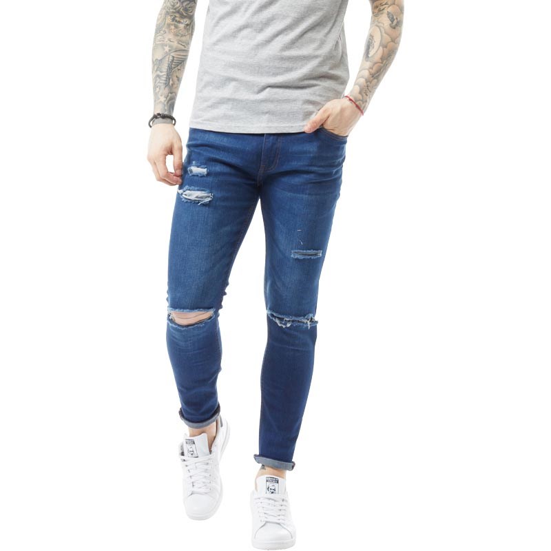 Ringspun Heren Hercules Super Skinny Jeans Middelblauw