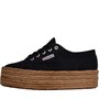 Superga Damen 2790 Cotropew Platform Leinenschuhe Schwarz