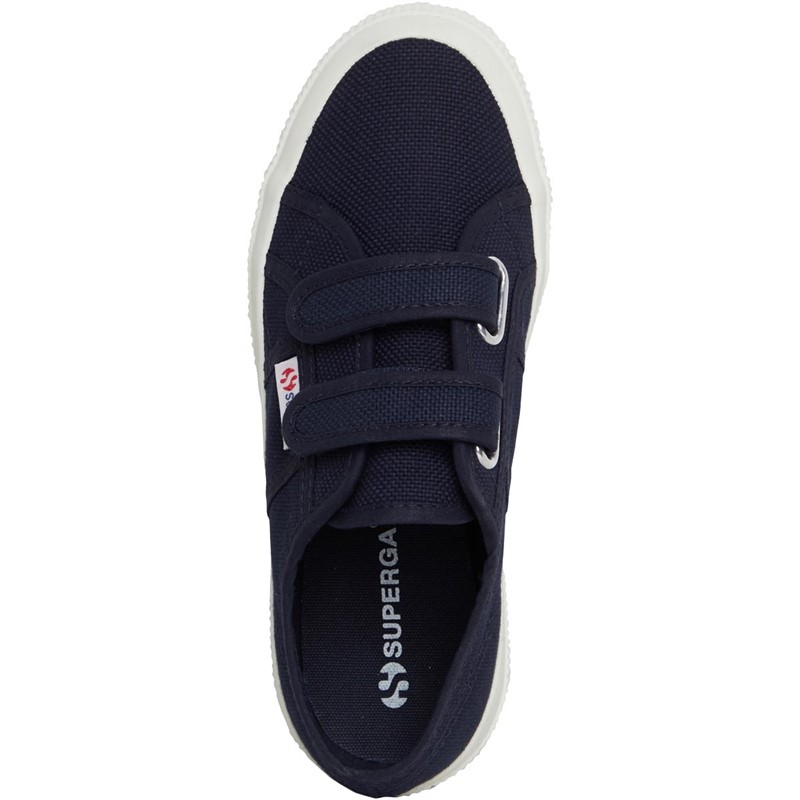 Superga Girls 2750 Cotjstrap Classic Canvas Pumps Navy/White