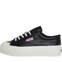 Superga Dames 2631 Stripe Platform Vegan Faux Canvas en gympen Zwart