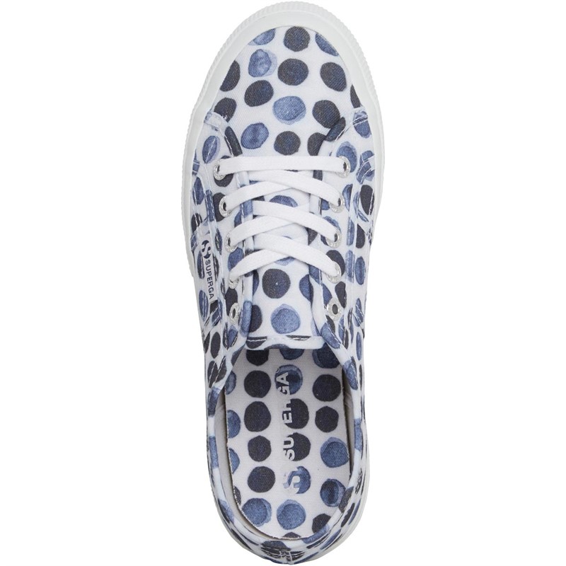 Superga Womens 2750 Fantasy Cotu Pumps White/Navy Dots