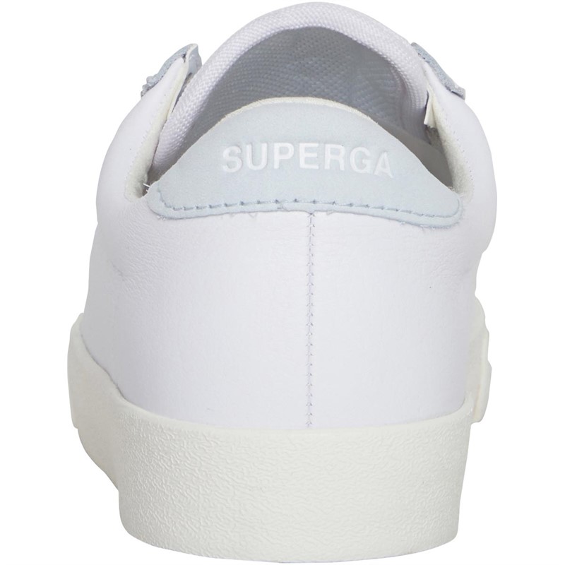 Superga Womens 2843 Club S Comfort Leather Trainers White/Azure