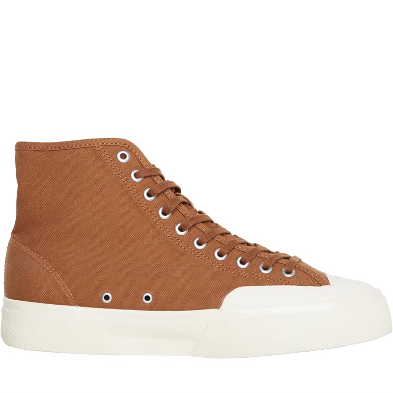 Superga Mens 2433 W C1150 Selvedge Duck Hi Top Trainers Dusty/Off White