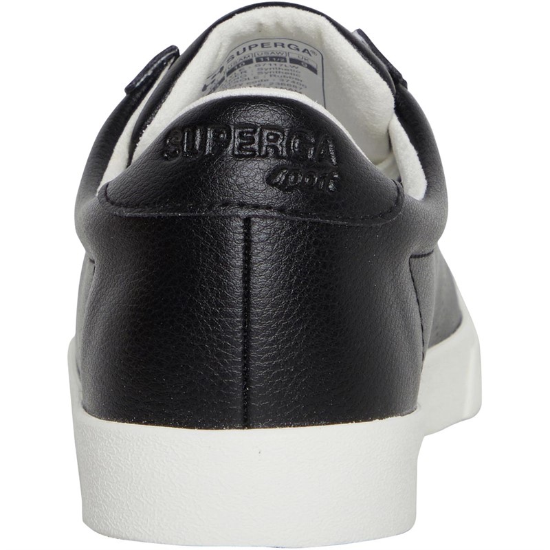 Superga Mens 2843 Club S Vegan Leather Trainers Black/White Avorio