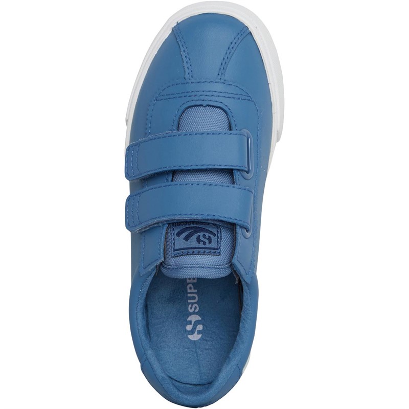 Superga Boys 2843 Club S Bycstrapsj Trainers Blue/Light Cobalt