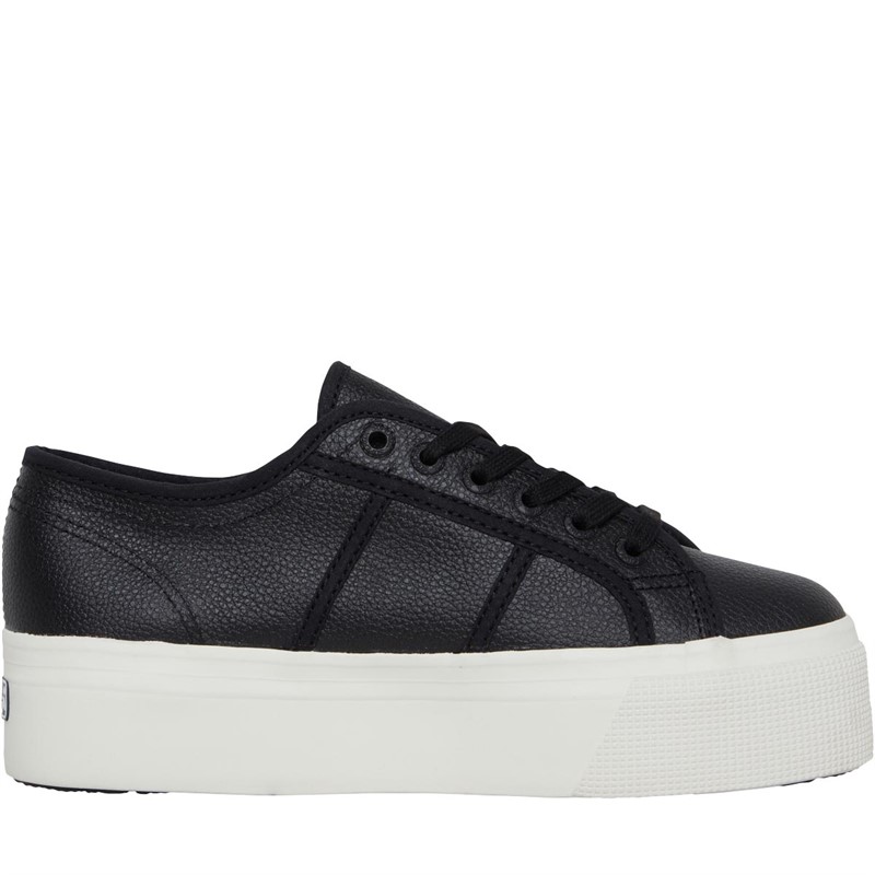 Superga Womens 2790 Full Grain Leather Pumps Black/F Avorio