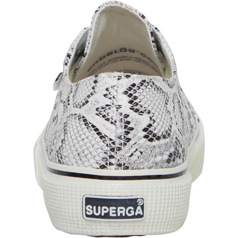 Superga Womens 2490 Bold Snake Pumps White/Black Snake