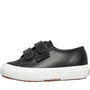 Superga Girls 2750 Straps Vegan Faux Leather Trainers Black/White