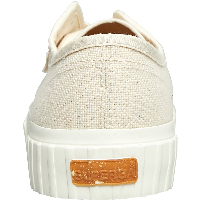 Superga Womens 2630 Stripe Organic Canvas Trainers Beige Raw