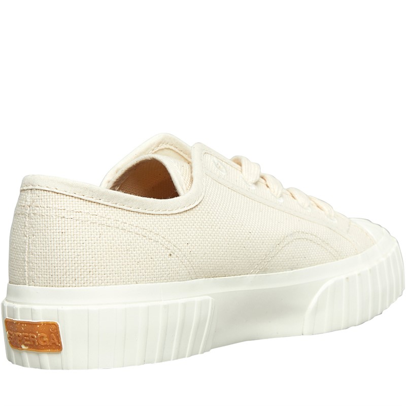 Superga Womens 2630 Stripe Organic Canvas Trainers Beige Raw