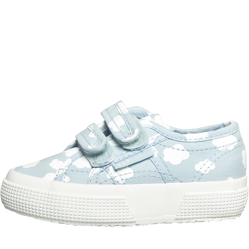 Superga Girls 2750 Straps Clouds Print Trainers Light Blue/White Clouds