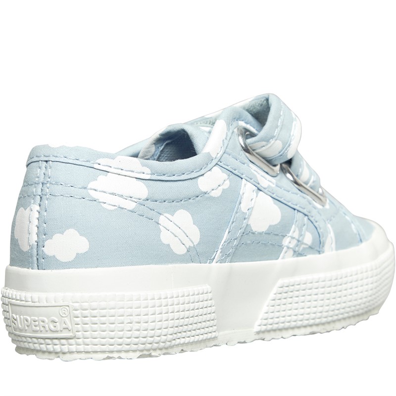 Superga Girls 2750 Straps Clouds Print Trainers Light Blue/White Clouds