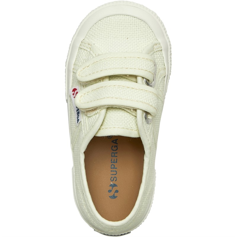 Superga Girls 2750 Cotjstrap Classic Trainers Green Light-F Avorio