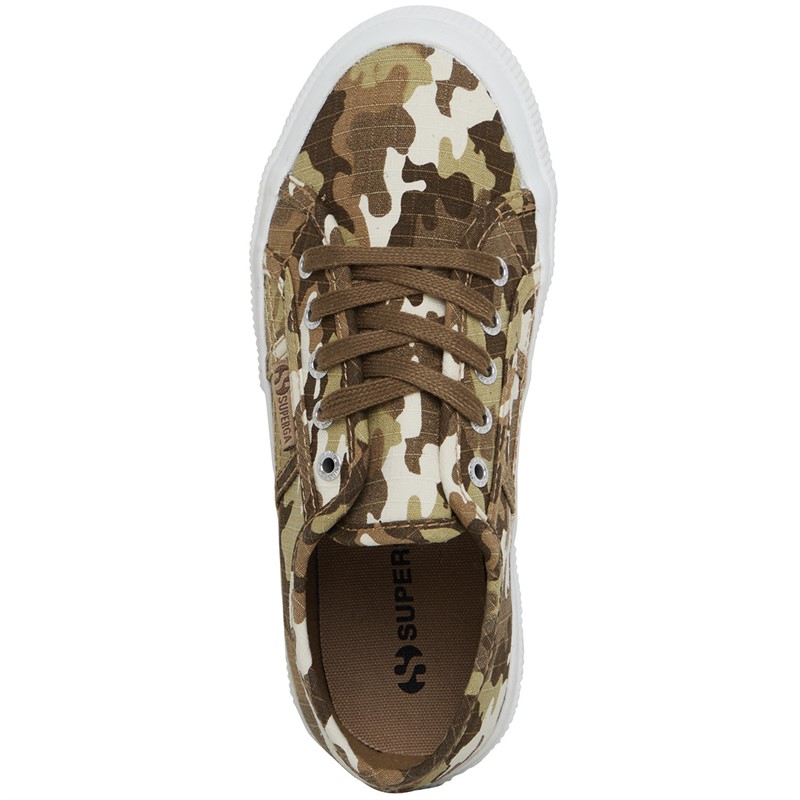 Superga Kids 2750 Lace Up Pumps Beige Raw Camo