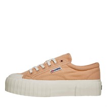 Superga Womens 2631 Stripe Platform Canvas Trainers Pink Peach/Avorio