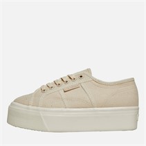 Superga Womens 2790 Shiny Gum Canvas Trainers Beige Raw/Total Shiny Avorio