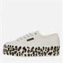 Superga Womens 2790 Leopard Print Sole Canvas Trainers White Avorio/Light Beige Leopard
