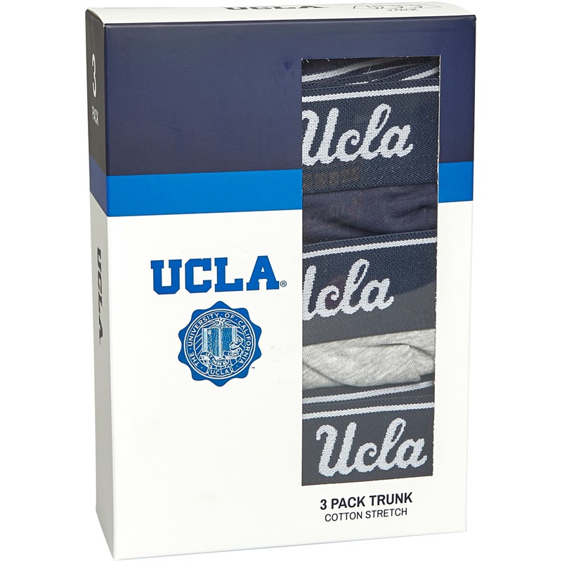 UCLA Mens Three Pack Trunks Peacoat/Light Grey Marl/Nautical Blue