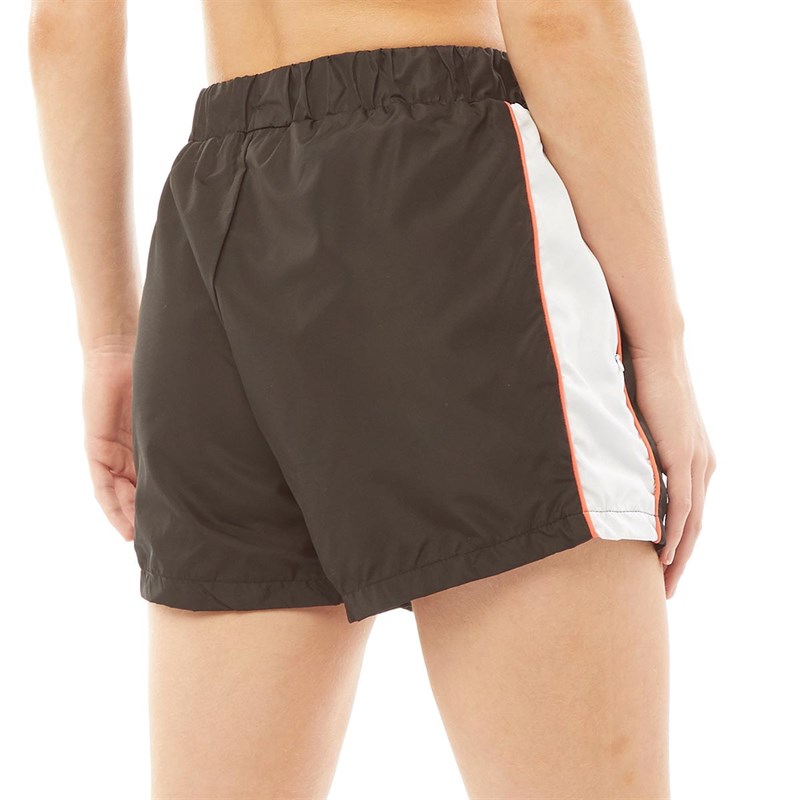 11 Degrees Womens Panel Shell Shorts Black/White/Vermillion Orange