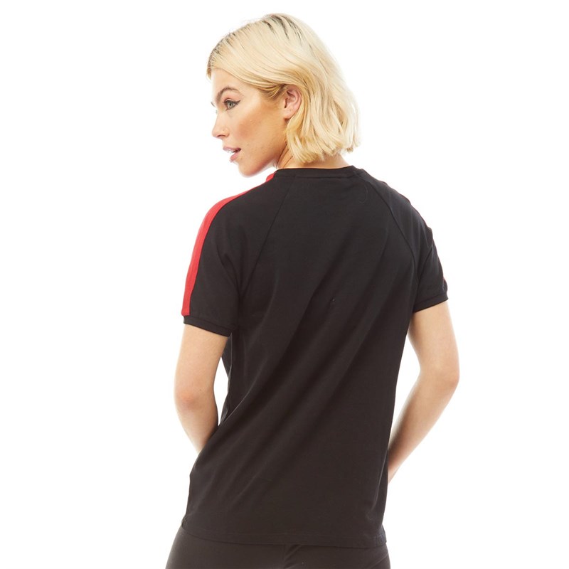 11 Degrees Womens Ringer T-Shirt Black/Ski Patrol Red