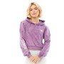 11 Degrees Womens Cropped Acid Wash Pullover Hoodie Purple Opulence