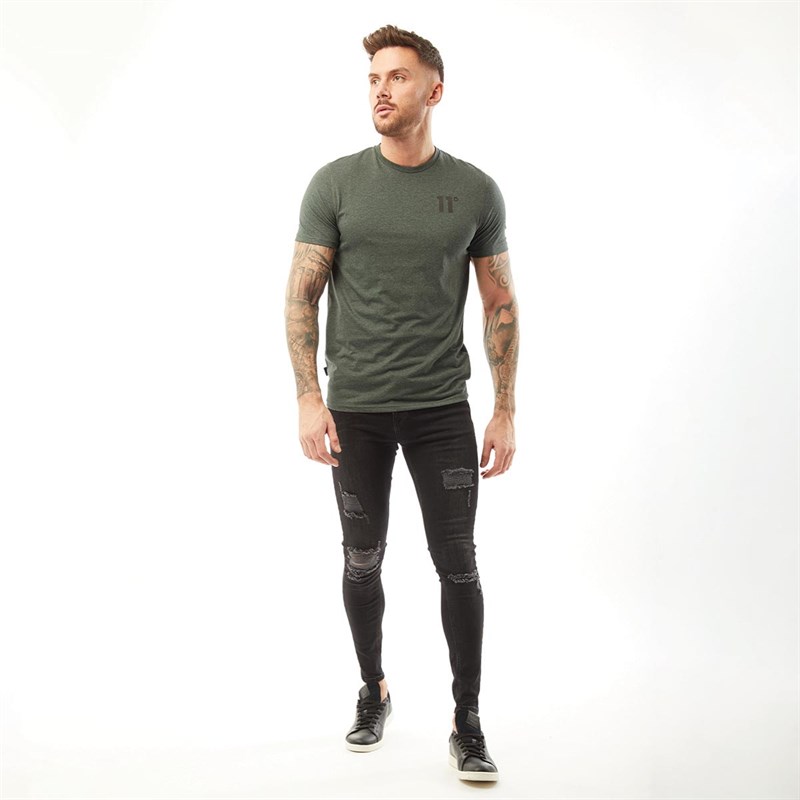 11 Degrees Herrer Core T-shirts Mørk Mergel-Grøn