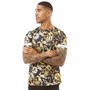 11 Degrees Mens Double Stripe Sub T-Shirt Gold Baroque Print