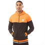 11 Degrees Mens Ribbed Full Zip Poly Hooded Track Top Black/Blaze Orange