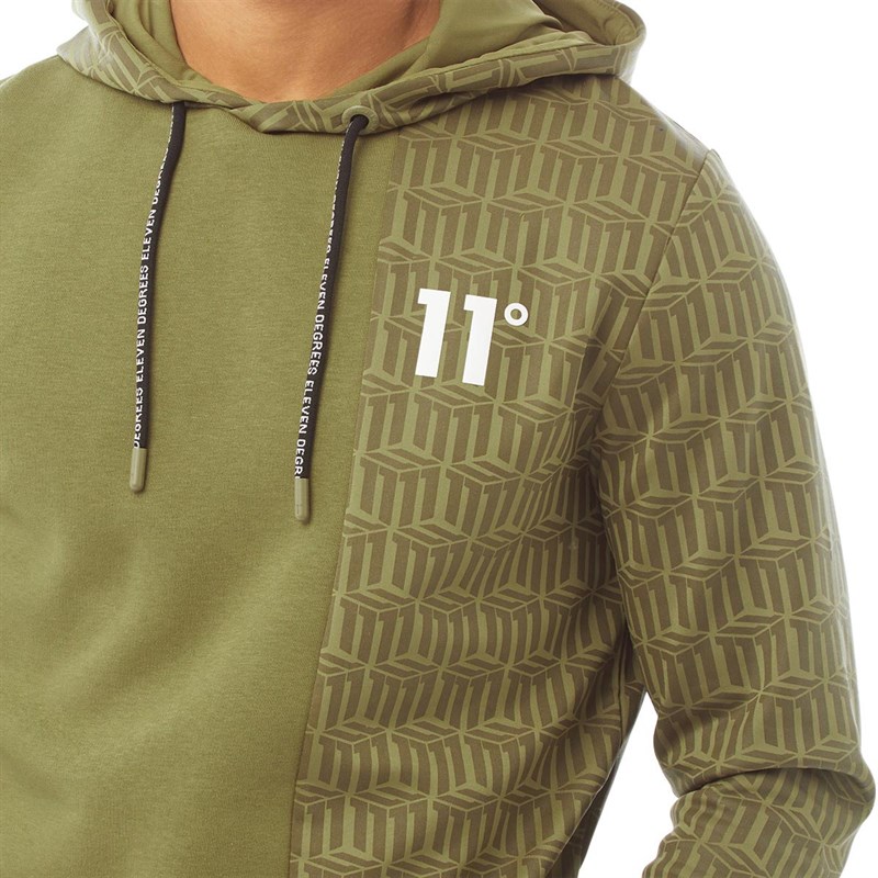 11 Degrees Herren Kapuzenpullover Olivengrün