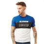 11 Degrees Mens Cut And Sew Triple Panel Space Dye Graphic T-Shirt Blue/Black/White