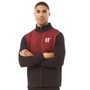 11 Degrees Mens Cut And Sew Rib Panel Full Zip Funnel Neck Sweatshirt Black/Red/White