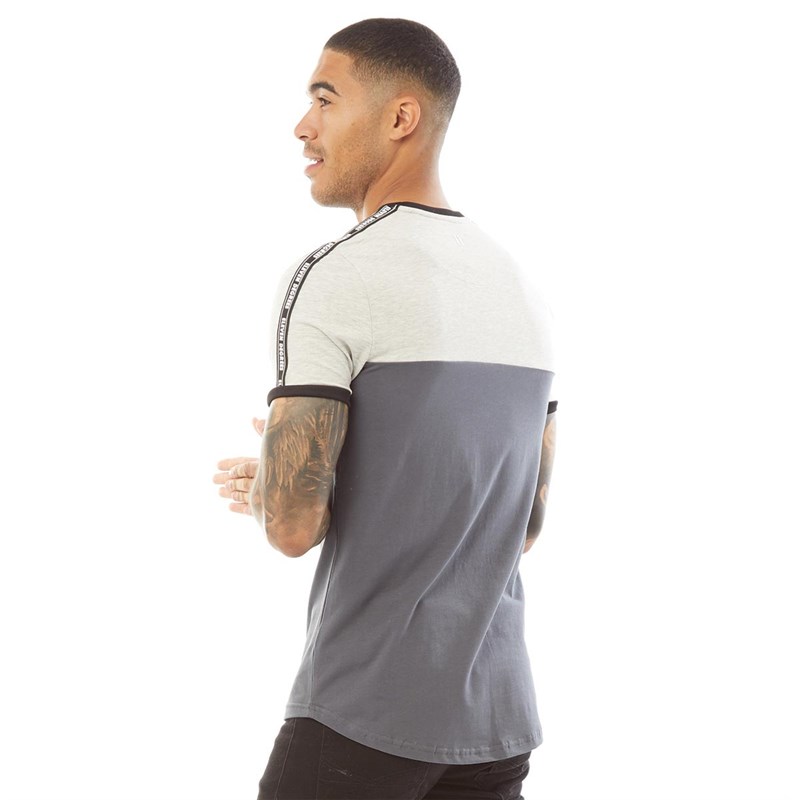 11 Degrees Mens Cut And Sew T-Shirt Anthracite/Tornado Marl/Black