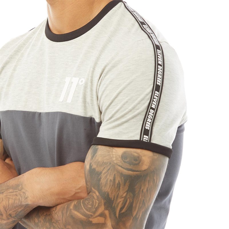11 Degrees Mens Cut And Sew T-Shirt Anthracite/Tornado Marl/Black