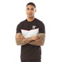 11 Degrees Mens Colour Block Piped T-Shirt Black/White/Goji Berry Red