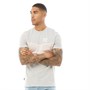 11 Degrees Mens Colour Block Piped T-Shirt Vapour Grey/Peach Blush/White