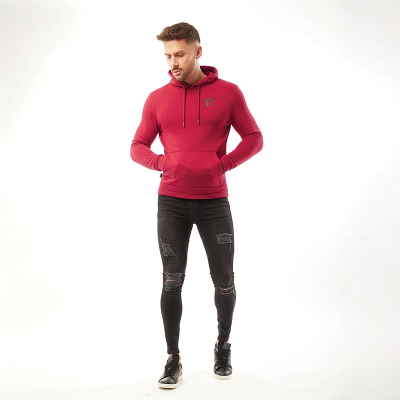11 Degrees Mens Core Pullover Hoodie Ski Patrol Red