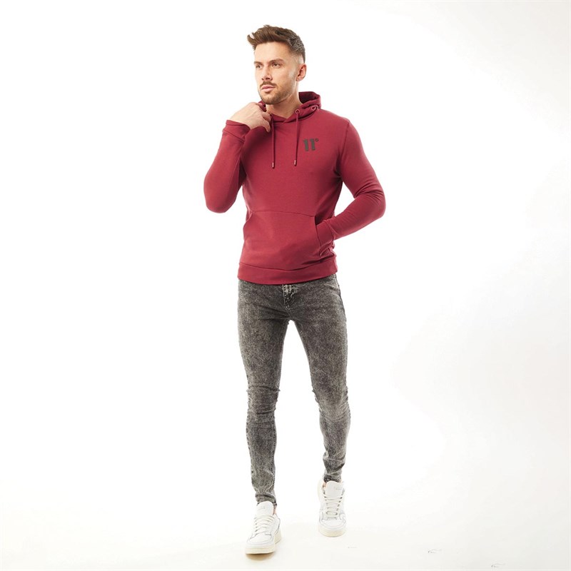 11 Degrees Mens Core Pullover Hoodie Brick Red