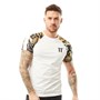 11 Degrees Mens Sub Panelled Raglan T-Shirt Gold Baroque Print