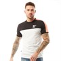 11 Degrees Mens Panel Block T-Shirt White/Black/Peach Melba