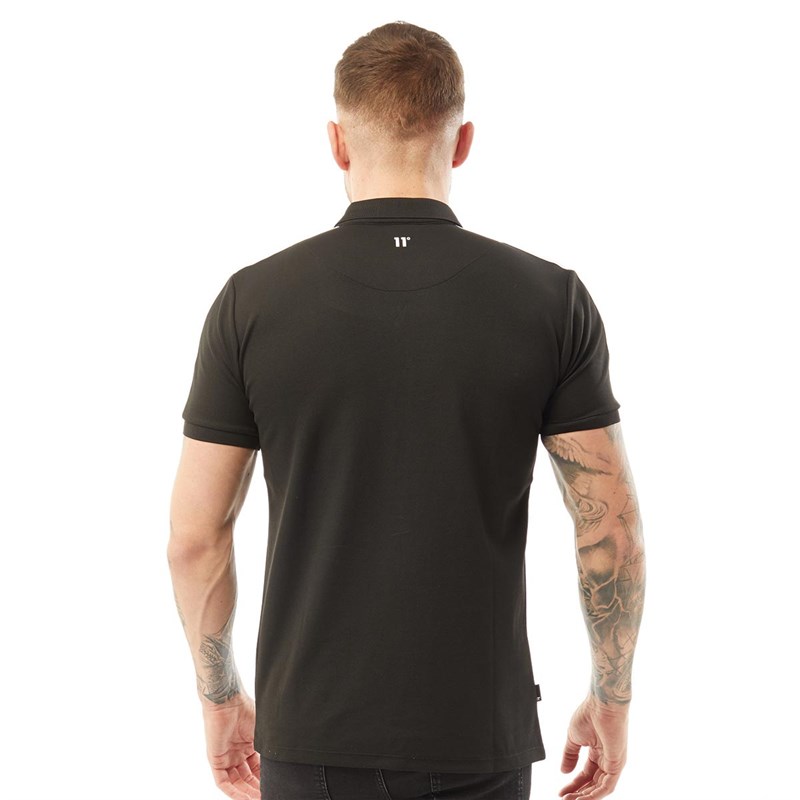 11 Degrees Mens Taped Polo Black