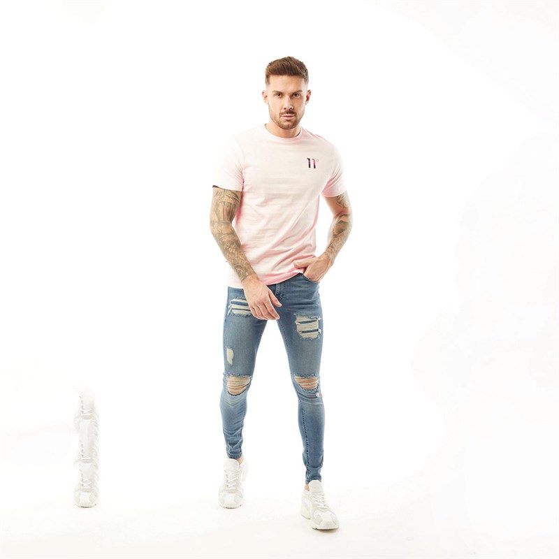 11 Degrees T-Shirts Logo Homme Rose