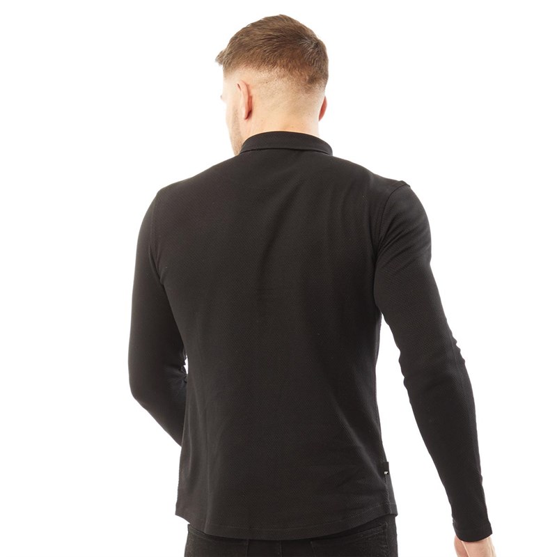 11 Degrees Męskie Koszule z D?ugim R?kawem Czarny