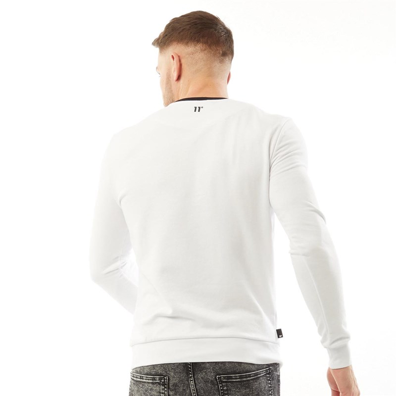 11 Degrees Mens Mercury Mesh Print Cut And Sew Sweatshirt White