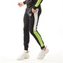 11 Degrees Mens Cut And Sew Colour Block Poly Track Pants Black/Neon Lime/White