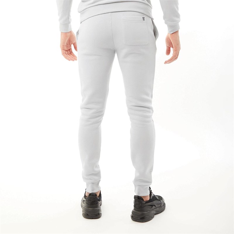 11 Degrees Mens Mercury Mesh Print Cut And Sew Joggers Skinny Fit Vapour Grey