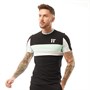 11 Degrees Mens Cut And Sew T-Shirt Black/Glacier Green/White